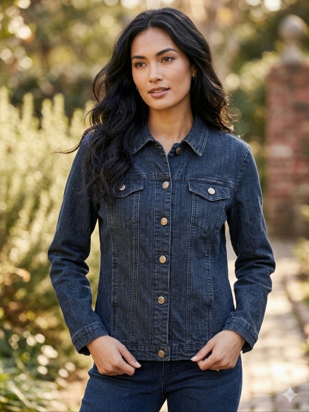 Simon Chang Women's Size 4 Denim Jacket Coastal Everyday Layer